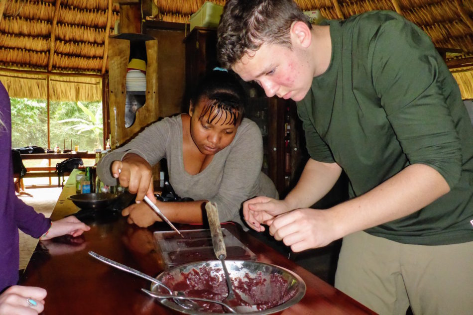 hand-making chocolate