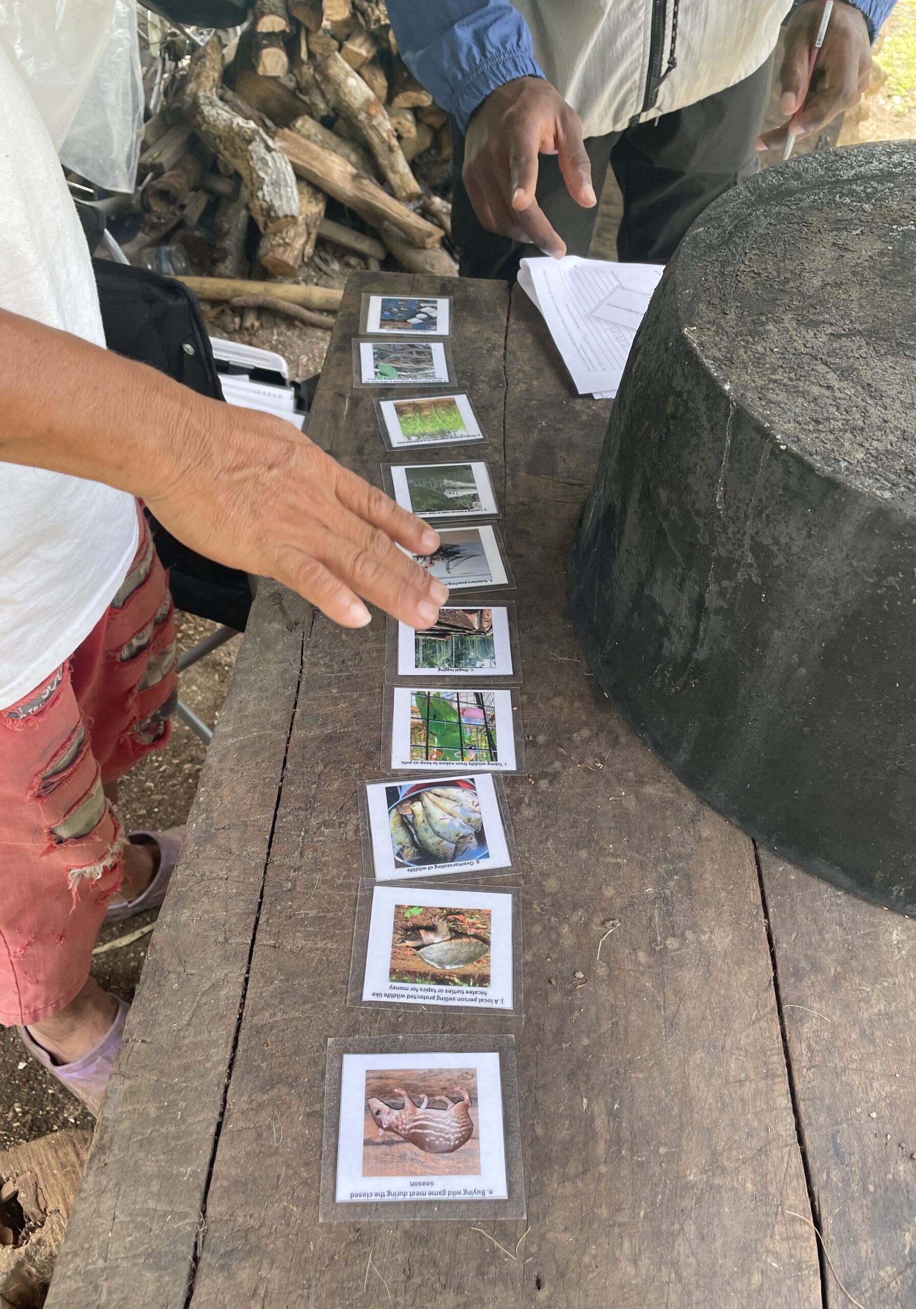 Threat Ranking Excercise Person laying out cards for interviewees to review