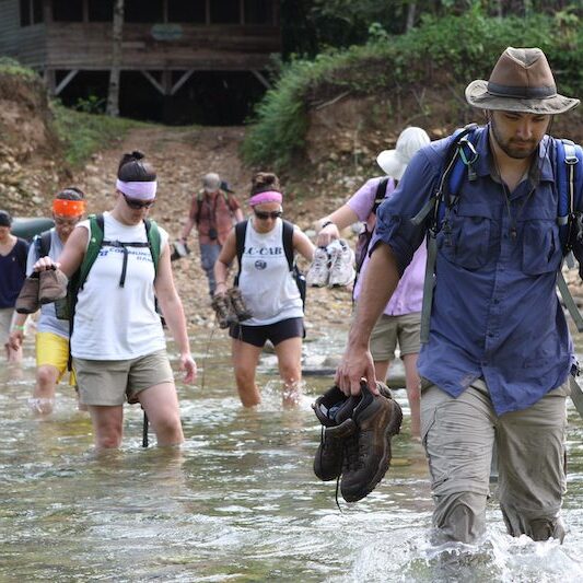 Crossing the Bladen River A faculty group crossed the Bladen River at BFREE